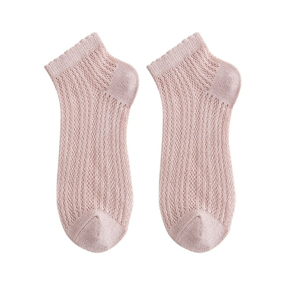 WTXUE Socks for Women, 10-Pack, Women's Solid Color Light Mesh Breathable and Comfortable Spring and Summer Thin Short Socks, Pink