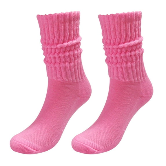 WTXUE Socks for Women, Socks Solid Color Crew Socks Colorful Lightweight Cotton Athletic Socks, Hot Pink