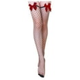 thumbnail image 1 of WTXUE Socks for Women, Thigh High Socks, Women's Sexy Cute Bowknot Fishnet Socks Mesh Fishnet Socks Stockings, Fishnet Stockings for Women, Red, 1 of 6
