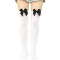 thumbnail image 1 of WTXUE Socks for Women, Thigh High Socks, Womens Long Socks Bowknot Pure Color Socks Over The Knee Socks Festival Christmas, White, 1 of 8