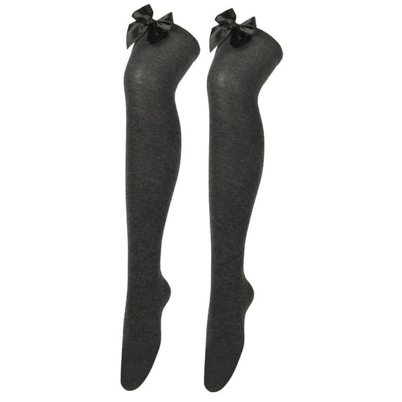 WTXUE Socks for Women, Thigh High Socks, Womens Long Socks Bowknot Pure Color Socks Over The Knee Socks Festival Christmas