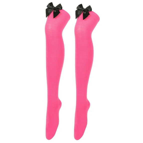 WTXUE Socks for Women, Thigh High Socks, Womens Long Socks Bowknot Pure Color Socks Over The Knee Socks Festival Christmas