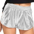 thumbnail image 1 of WTXUE Soffe Shorts for Women, Casual Women's Soft Stretchy High Waisted Solid Color Pocket Shiny Leather Shorts Women Quick Drying Solid Pants, Short, Silver, 1 of 8