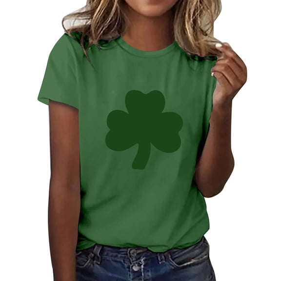 WTXUE St Patrick's Day Shirts Short Sleeve Tee Tops Crewneck Shirts Loose Summer Tops Plus Size Tops Dressy Casual Blouses Irish Long Sleeve Graphic Tee Tops Oversized Tshirts Blackish Green M