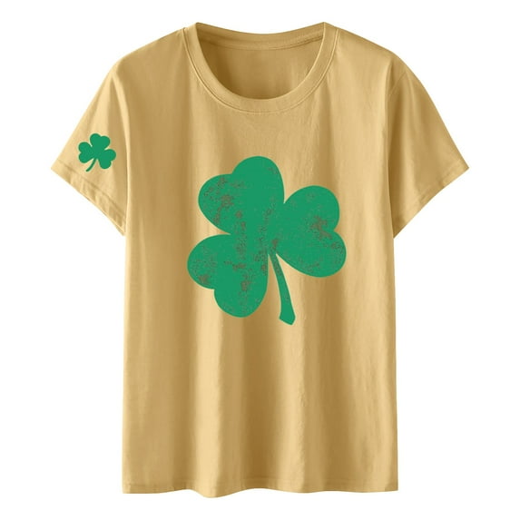 WTXUE St Patricks Day Shirt Irish Shamrock Short Sleeve Tee Tops Holiday Outfits Graphic Tops St. Patrick's Day Shirt Cute Summer Tops Comfy Shirts Fashion Tops St Patrick's Day T-Shirt Beige Xxl