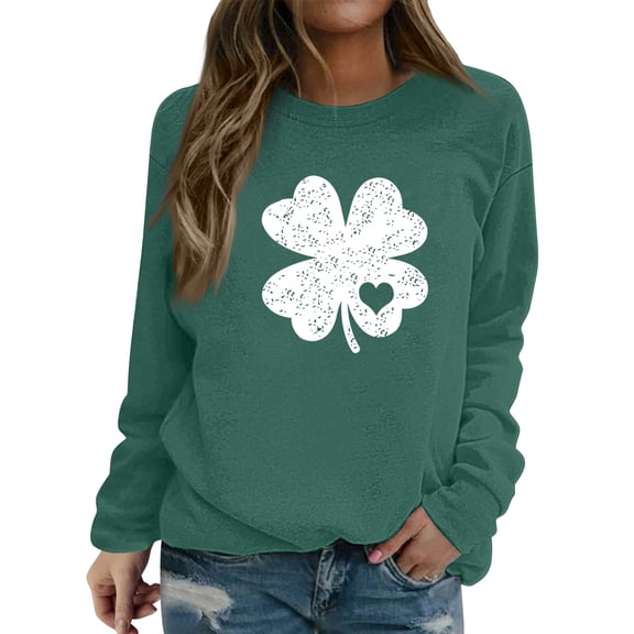 WTXUE St. Patricks Day Sweatshirts Long Sleeve Sweatshirts Crewneck Pullover Tops Irish Paddy's Day Oversized Sweatshirts Plus Size Casual Pullover Loose Tops Basic Sweatshirts Blackish Green 3Xl