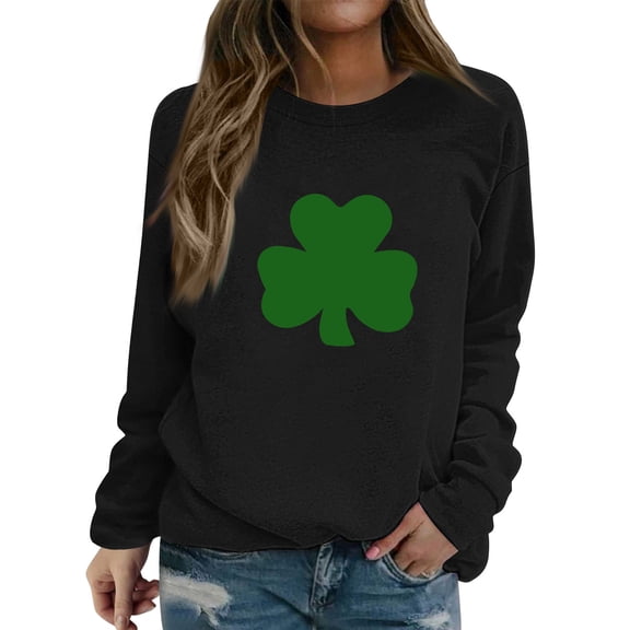 WTXUE St. Patricks Day Sweatshirts for Women Long Sleeve Sweatshirts Crewneck Pullover Tops Cute Summer Plus Size Sweatshirts Casual Sweatshirts Cute Tops Fall Sweatshirts Irish Paddy's Day Black S