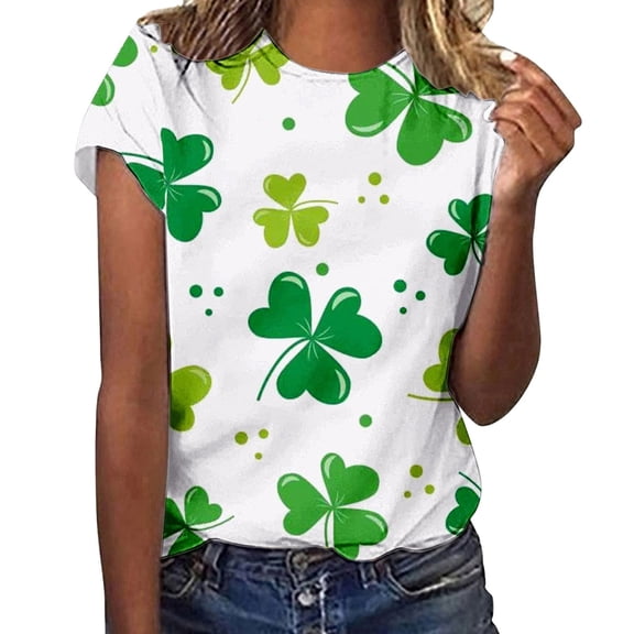 WTXUE St Patricks Day Tshirt Short Sleeve Tops Crewneck Tee Shirts Clover Tee Top Shamrock Shirts Irish Shirt Shirt Shamrock Tshirt Comfy Shirts Tunic Shirts Funny Shirts Green S