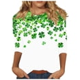 thumbnail image 1 of WTXUE St Patricks Shirt 3/4 Sleeve Shirts Crewneck Tops Graphic Tee Tops Shamrock Shirt Plus Size Blouses Shamrock Shirt Lightweight Tops Funny Shirts Loose Fit Summer Tops Mint Green Xl, 1 of 5