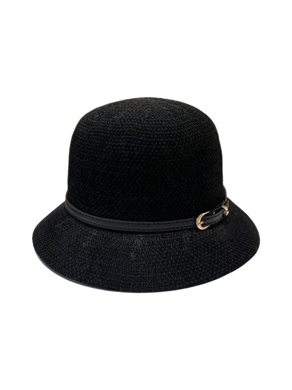 Straw Sun Hat Beach Hats for Women Women Sunhat Foldable Breathable Faux Leather Buckle Summer Hand Woven Hat Wide Brim Hat Summer Hats for Women Sun Hats for Women Uv Protection Black A