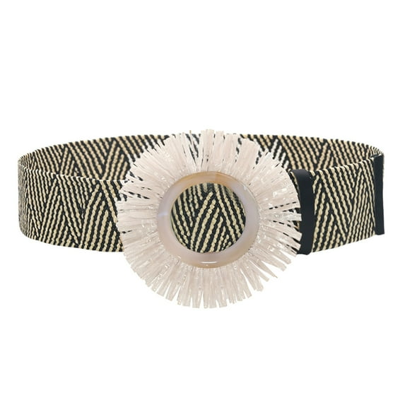 WTXUE Stretch Belt, Women Belt Woven Elastic Stretch Wide Waist Belts for Dresses with Buckle, 3# Grey