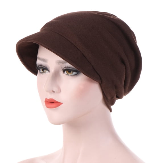 WTXUE Summer Clearance Items Outdoor, Windproof Chemotherapy Women Cap Wrap Head Warm Hat Cotton Cap Muslim Baseball Caps, Plaincolor Hats for Women | Coffee