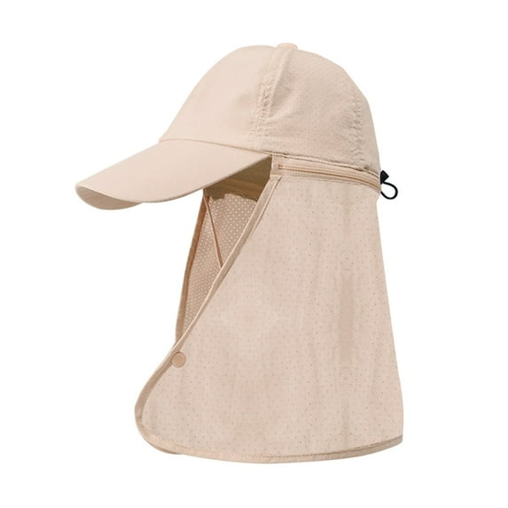 WTXUE Sun Hat, Sun Wide Brim Foldable Outdoor with Shawl Outerwear Accessory, Beige