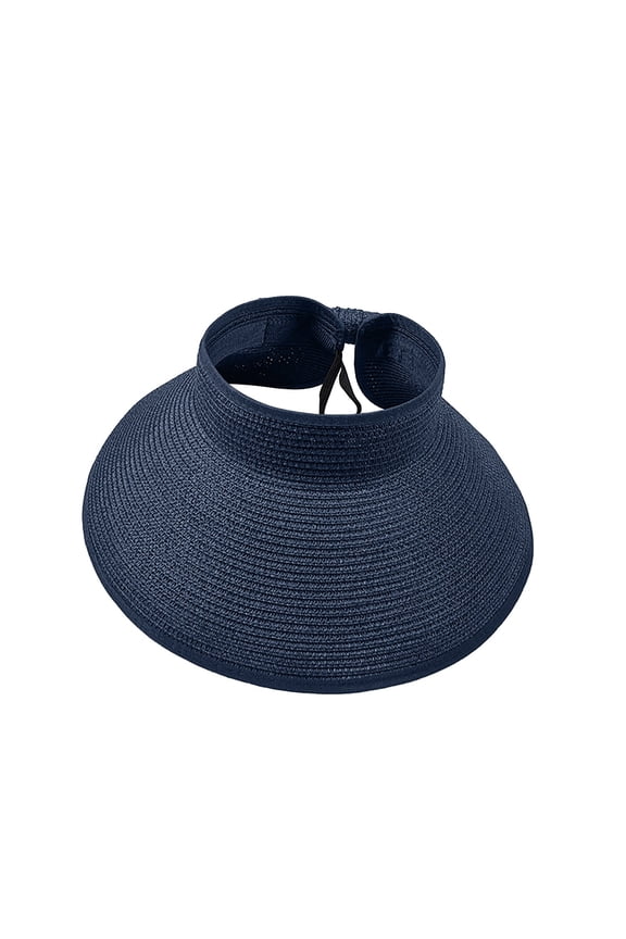 Sun Hat, Visor Hat Women's Wide Brim Roll Up Anti Sun Visor, Navy, A