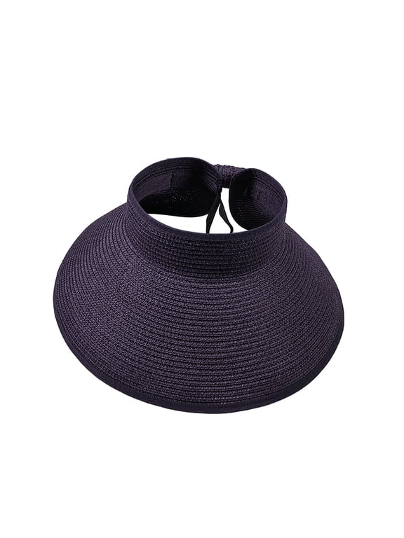 Sun Hat, Visor Hat Women's Wide Brim Roll Up Anti Sun Visor, Purple, A