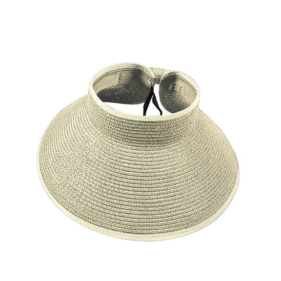 WTXUE Sun Hat, Visor Hat Women's Wide Brim Roll Up Anti Sun Visor, White, A