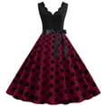 thumbnail image 1 of WTXUE Sundresses for Women, Casual Dot Women Sleeveless Dress Vintage Prom Summer Print Women's Dress, Petite Dresses for Women, Red Dresses for Women, Dark Red S, 1 of 9