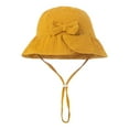 thumbnail image 1 of WTXUE Sunhat Baby Solid Color Cotton Bow Sun Hat Basin Hat 0 12 Months, Yellow, 1 of 4