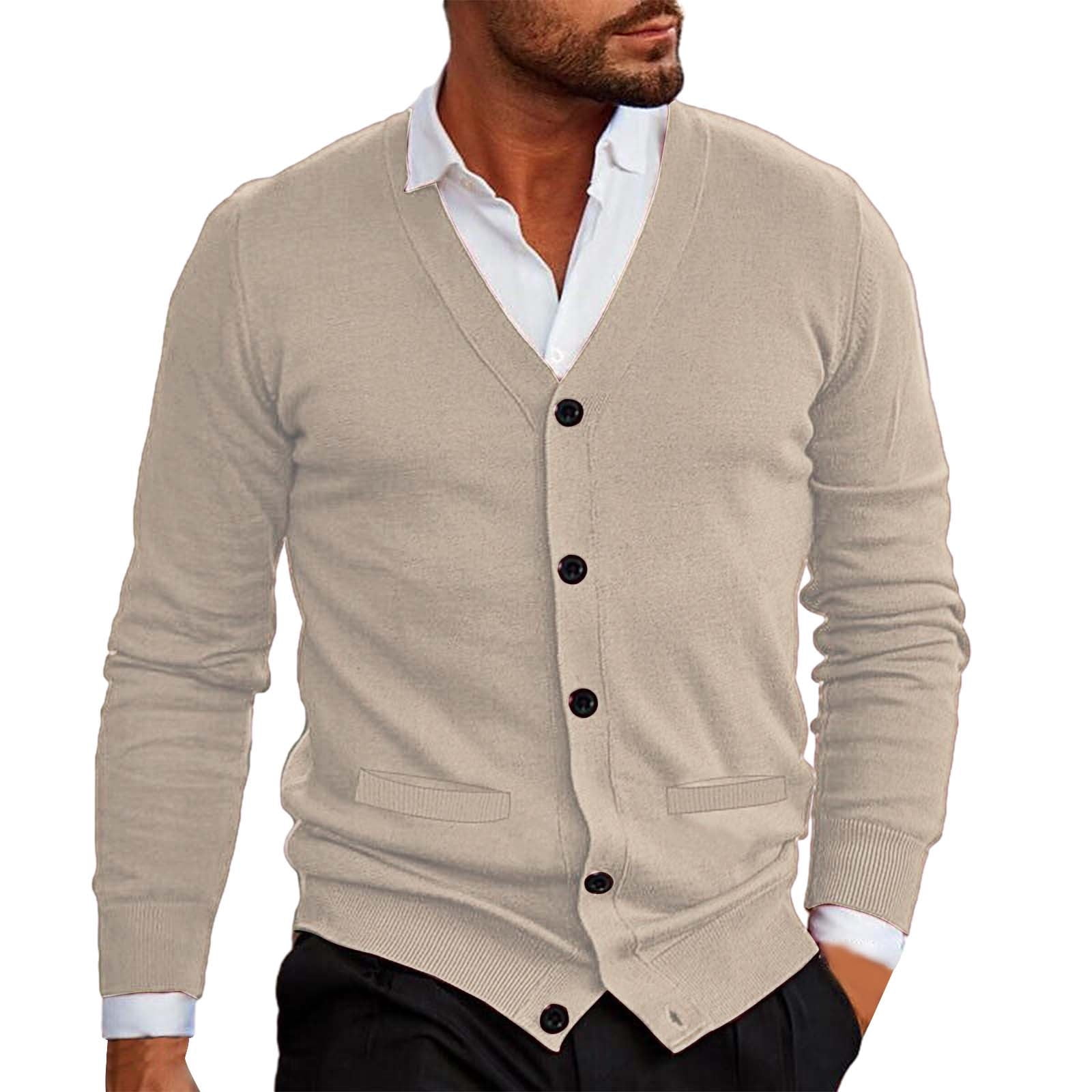WTXUE Sweaters Long Sleeve, V-Neck Cardigan for Men Mens