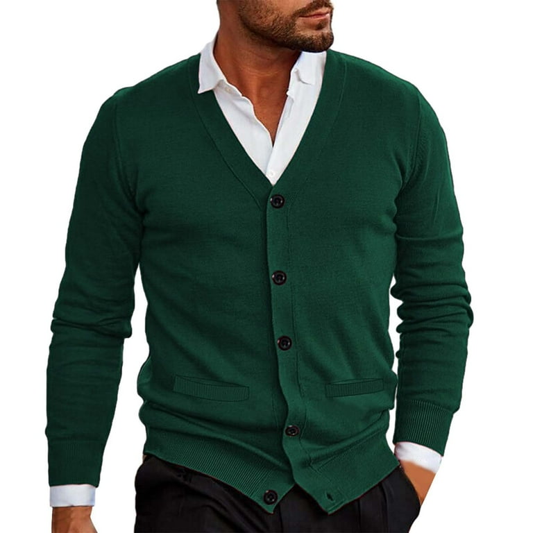 WTXUE Sweaters Long Sleeve, V-Neck Cardigan for Men Mens Button