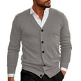 thumbnail image 1 of WTXUE Sweaters Long Sleeve, V-Neck Cardigan for Men Mens Button Solid V Neck Slim Warm Sweater Coat Knit Tops Solid | Officewear for Men Grey S, 1 of 6