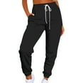thumbnail image 1 of WTXUE Sweatpants, Scrub Pants Women's Solid Color Casual Sports Tie Up Waist with Sweater Material Pants, Slacks Pantalones De Mujer, Black, 1 of 4