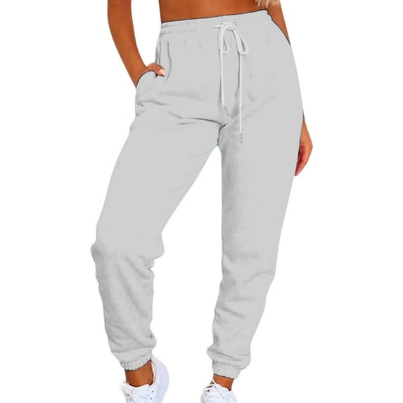 WTXUE Sweatpants, Scrub Pants Women's Solid Color Casual Sports Tie Up Waist with Sweater Material Pants, Slacks Pantalones De Mujer, Grey2