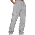 thumbnail image 1 of WTXUE Sweatpants, Womens Trousers Ladies' Solid Drawstring Elastic Waist Pocket Pants Slacks, Pantalones De Mujer, 4-Grey, 1 of 6