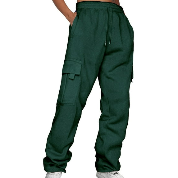 WTXUE Sweatpants, Womens Trousers Ladies' Solid Drawstring Elastic Waist Pocket Pants Slacks, Pantalones De Mujer, Green