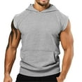 thumbnail image 1 of WTXUE Sweatshirts & Hoodies Short Sleeve, Hooded Shirts for Men Men Spring Summer Vest Shirt Sports Top Raglan Sleeve Hoodie LooseCotton Solid | Athleisure for Men Grey 3XL, 1 of 8