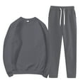 thumbnail image 1 of WTXUE Sweatsuits, Women's Fashionable Sports Casual Solid Color Jacket Sweatshirt Trousers Round Neck Suit, Women, Dark Gray S, 1 of 5
