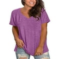 thumbnail image 1 of WTXUE T Shirts Oversized Tshirts Plus Size V Neck T Shirts Women Short Sleeve Tops Casual Summer Tshirts Loose Fit Tee Short Sleeve Shirts for Women Tunic Tops T Shirts for Women Loose Fit Purple 5Xl, 1 of 6