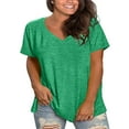 thumbnail image 1 of WTXUE T Shirts Oversized Tshirts Plus Size V Neck T Shirts Women Short Sleeve Tops Casual Summer Tshirts Loose Fit Tee Short Sleeve Shirts for Women Tunic Tops T Shirts for Women Loose Fit Green 3Xl, 1 of 6