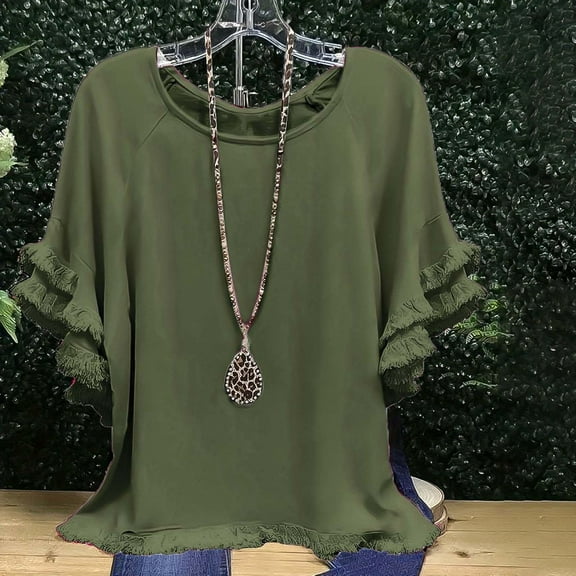 WTXUE T Shirts Oversized Tshirts for Women Womens Plus Size Tops Tunic Short Sleeve Crew Neck Shirts Casual Soft Blouse 1Xl 5Xl T Shirts for Women Loose Fit Womens Tops Casual Tunic Tops Green 5Xl