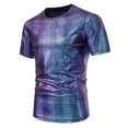 thumbnail image 1 of WTXUE T-Shirts Short Sleeve, Crew Neck Shirts for Men Sports T Shirt Casual Lapel Shiny T Shirt Top Solid | Dancewear for Men Purple XL, 1 of 7