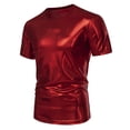 thumbnail image 1 of WTXUE T-Shirts Short Sleeve, Crew Neck Shirts for Men Sports T Shirt Casual Lapel Shiny T Shirt Top Solid | Dancewear for Men Red M, 1 of 7