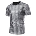 thumbnail image 1 of WTXUE T-Shirts Short Sleeve, Crew Neck Shirts for Men Sports T Shirt Casual Lapel Shiny T Shirt Top Solid | Dancewear for Men Silver S, 1 of 8