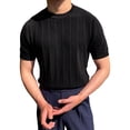 thumbnail image 1 of WTXUE T-Shirts Short Sleeve, Crew Neck Shirts for Men Spring Summer Knit T Shirt Knitted Tops Knit Tops Solid Casual Tops for Men Black XXL, 1 of 7