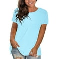 thumbnail image 1 of WTXUE T-Shirts Short Sleeve, Crew Neck Shirts for Women's Cotton Shirts Loose Shirts T Shirts Loose Tops Solid | Casual for Women Blue M, 1 of 8