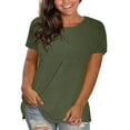 thumbnail image 1 of WTXUE T-Shirts Short Sleeve, Crew Neck Shirts for Women's Cotton Shirts Loose Shirts T Shirts Loose Tops Solid | Casual for Women Green XS, 1 of 8