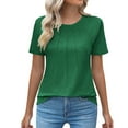 thumbnail image 1 of WTXUE T-Shirts Short Sleeve, Crew Neck Shirts for WomenCasual Pleated Blouses Clothes 2024 Solid | Casual for Women Green S, 1 of 9