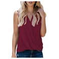 thumbnail image 1 of WTXUE T-Shirts Sleeveless, Round Neck Shirts for Women's Tank Casual Blouse Tunic Solid | Casual for Women Wine M, 1 of 6