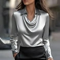 thumbnail image 1 of WTXUE Tank Top Blouses for Women Dressy Casual Satin Silk Blouses Long Sleeve Cowl Neck Work Tops Fitted Tops Large Shirts Dressy Shirts Womens Work Tops Fitted Tops Grey Xs, 1 of 6