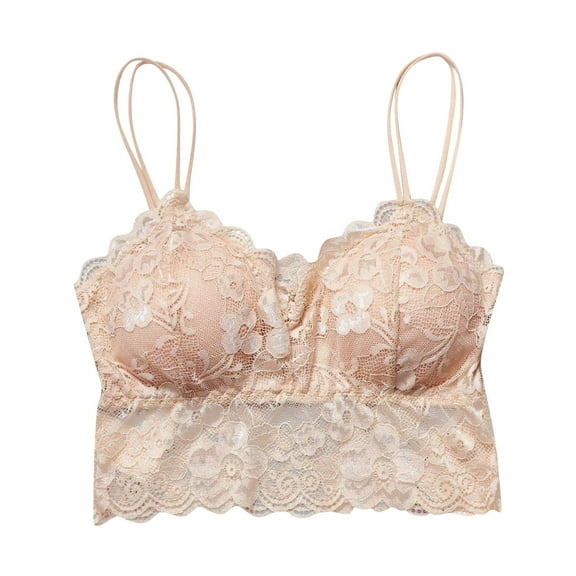 WTXUE Tank Tops with Built in Bras | Camisole Longline Bras for Women Lace Ladies' Size Strapless Underwear Large Back Strapless Padded | 1 Piece Beige M