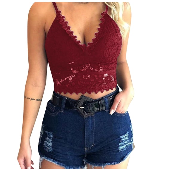 WTXUE Tank Tops with Built in Bras | Camisole Longline Bras for Women Yoga Wirefree Lingerie Comfort Bra Women Tops with Garter Bra Belts Cami | 1 Piece Red XXL