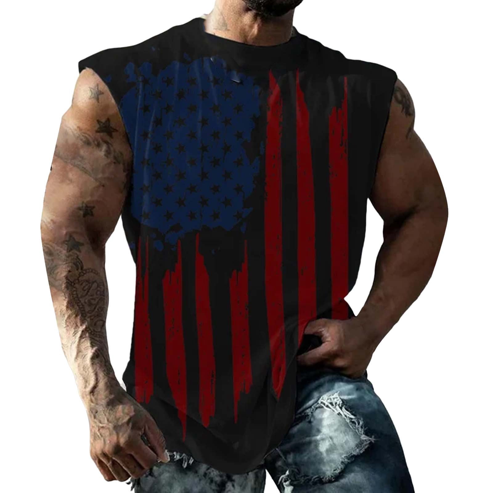 Women's USA Flag Sunflower Tank Top - 4th Of July Patriotic Top, White, Sizes S-XL