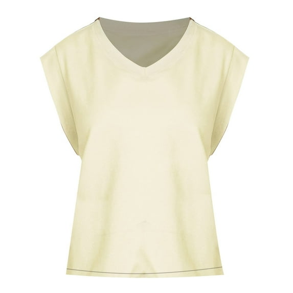 WTXUE Tank Tops Sleeveless, Scoop Neck Cap Sleeve for Women Summer Top Basic Tee Shirts Tank Loose 2024 Striped Casual Tops for Women Khaki XXL