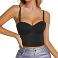 thumbnail image 1 of WTXUE Tank Tops Sleeveless, Scoop Neck for Curvy Women Spaghetti Straps Womens Corset Top Bustier Corset Top Tight Fitting Corset Tan Solid | Dancewear for Women Black M, 1 of 8