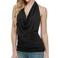 thumbnail image 1 of WTXUE Tank Tops Sleeveless, Scoop Neck Halter Blouse Drape Backless Cowl Vest Neck Tank Women Blouse Solid | Casual for Women Black M, 1 of 8
