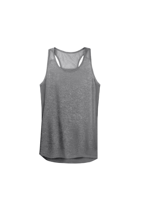 Tank Tops Sleeveless, Scoop Neck Mesh Tank Top Women Racerback Tops Tank Workout Running Shirts Racerback Yoga Patchwork, Activewear for Women Gray/Patchwork S